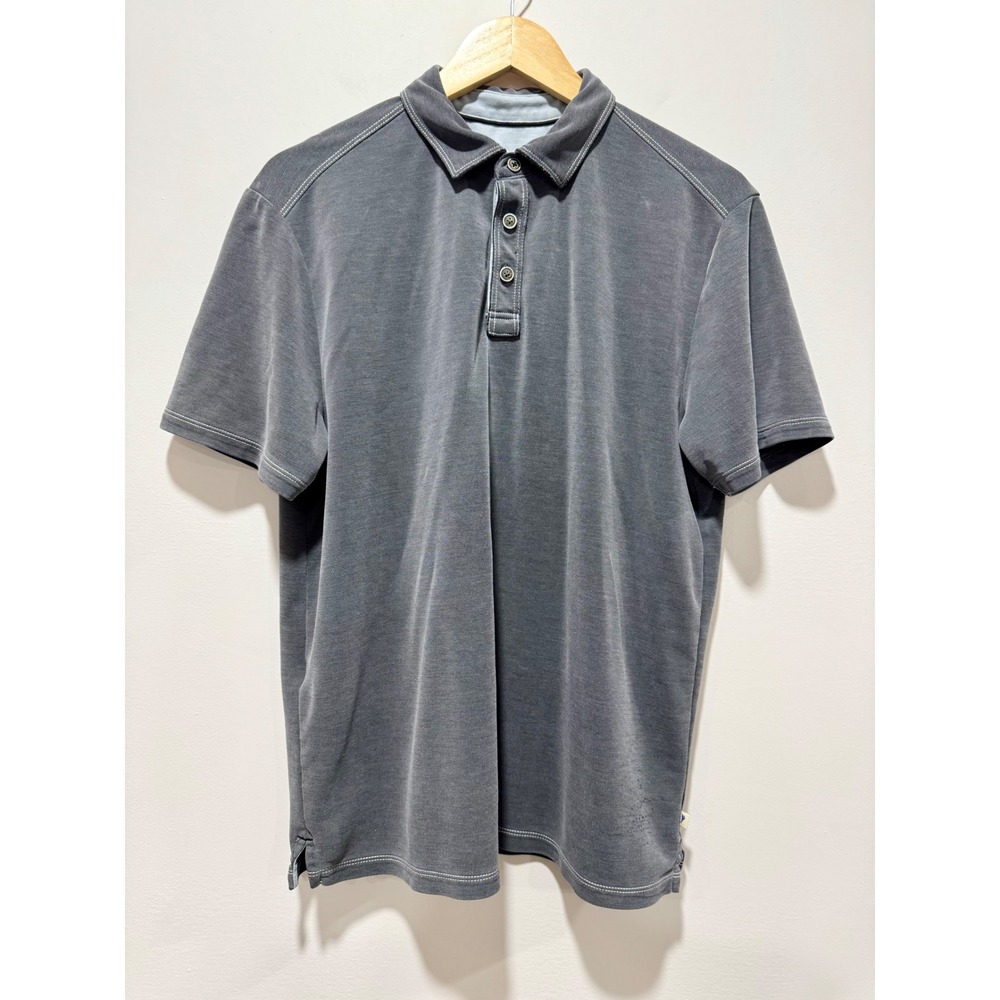 Tommy Bahama Mens Gray Tencel Blend Short Sleeve Polo Shirt Size M